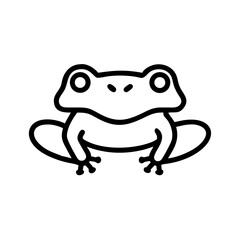 Simple amphibian graphic of a frog with big eyes and a wide body in a clean outline style