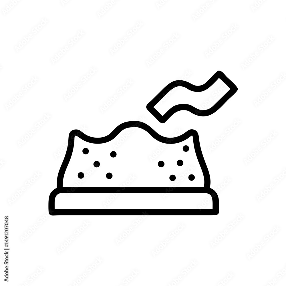 Aufkleber outline drawing of a mound with dots and a wavy shape above it on a white background design art