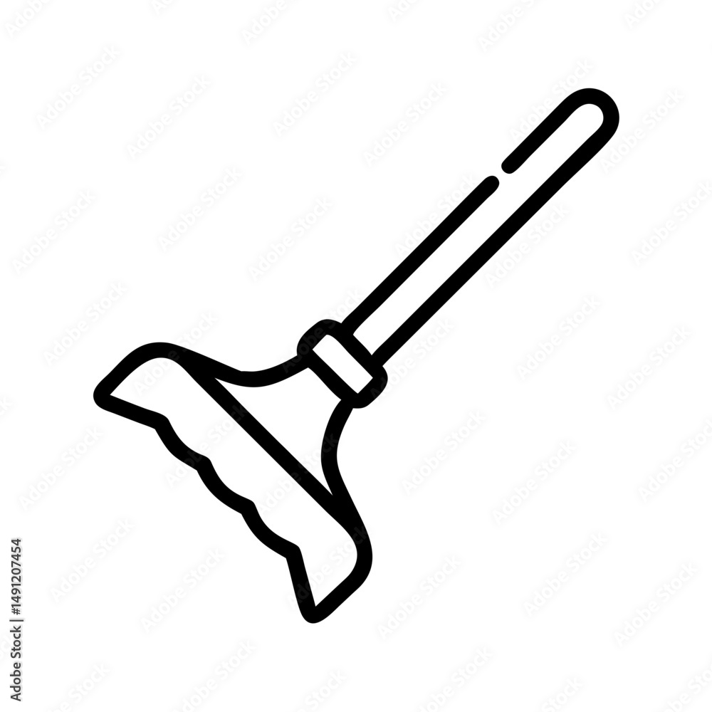 Poster depiction of a window cleaning tool with a handle in a simple line drawing style graphic element