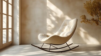 Comfortable orange lounge rocking chair for modern living high resolution image