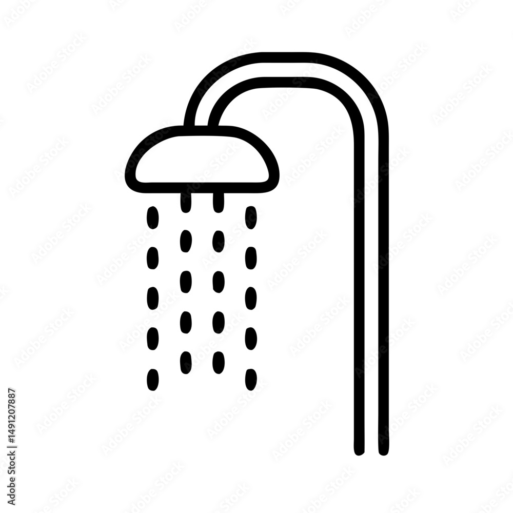 Poster a simple graphic of a fixture with water droplets falling, showing a refreshing and clean experience
