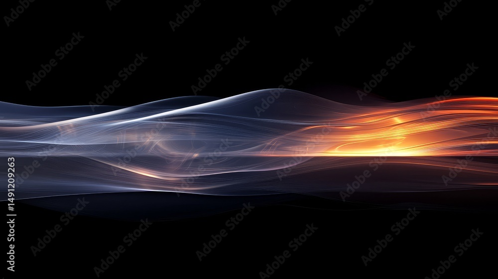 Poster abstract design with dynamic, flowing forms and contrasting colors.