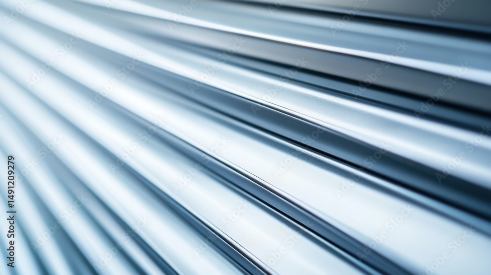 Poster silver metallic lines with reflections and depth from unique angle