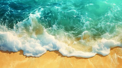 Ocean Waves Crashing on Sandy Beach Summer Vacation Tropical Paradise Turquoise Water sea art foam  