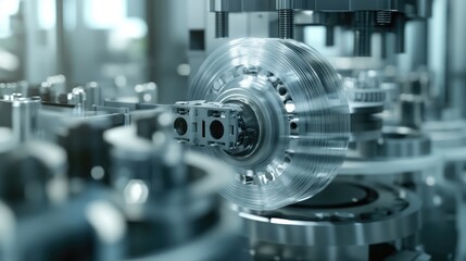 Precision Metal Manufacturing: Close-up of Industrial Machinery and Components