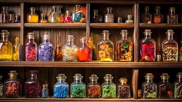 Enchanted Apothecary: Colorful Bottles of Magical Ingredients