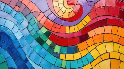 Fototapeta premium Colorful Mosaic Design with Swirling Patterns and Vibrant Tiles
