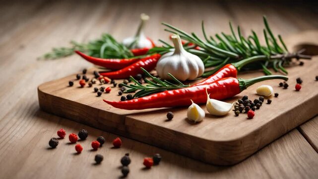 Cutting board featuring spices