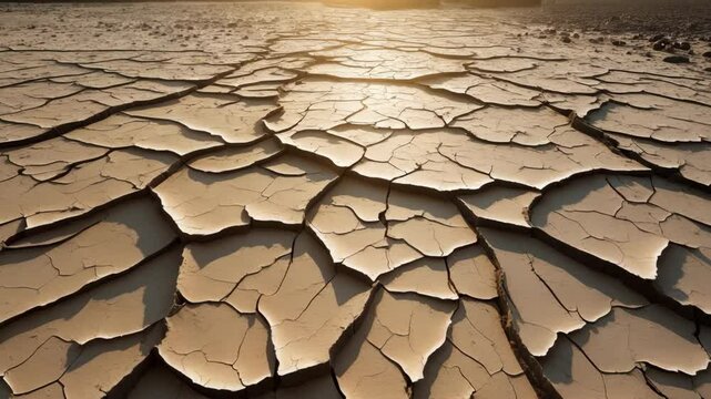 Arid and barren soil due to lack of rainfall. Effects of climate change such as desertification and droughts.