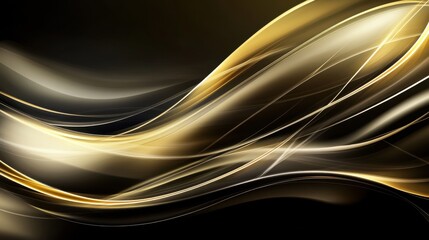 Elegant Waves of Gold and Black Abstract Background Design