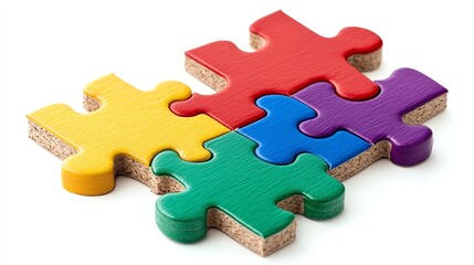 Obraz premium A single, brightly colored jigsaw puzzle piece lies isolated against a neutral background.