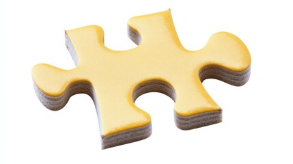 Fototapeta premium A single, brightly colored jigsaw puzzle piece rests on a neutral background.