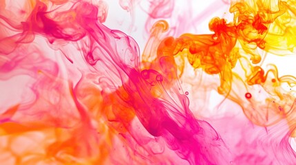 Obraz premium Colorful Swirls of Pink, Orange, and Yellow Ink in Water Abstract Art