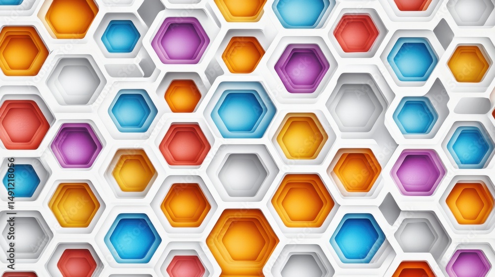 Poster colorful hexagonal patterns in modern geometric design