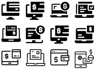 Online Payment Icon Set – Digital Transaction & E-Payment Vector:
A versatile set of online payment icons, perfect for illustrating digital transactions, e-payments, and secure finance solutions.