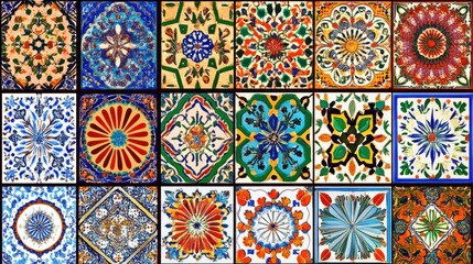 Colorful Decorative Tile Patterns in Intricate Mosaic Design
