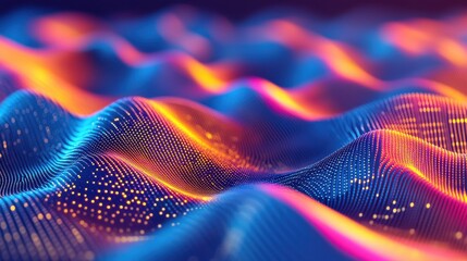 Vibrant Abstract Waves with Colorful Light and Texture in Motion