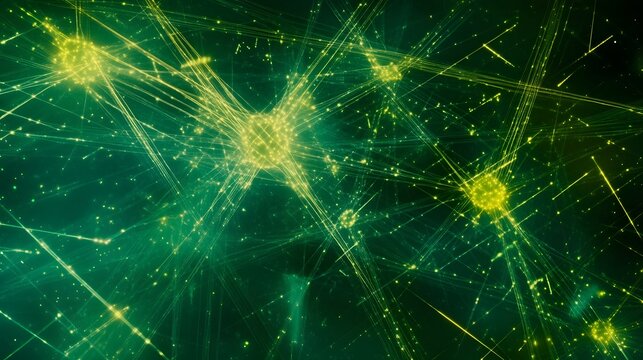 Abstract Green Network Connections Futuristic Technology Background