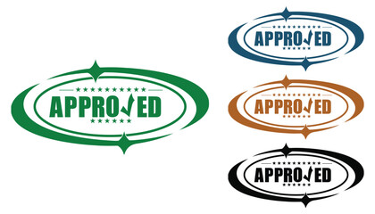 Approved Stamp Graphics Green Brown Black Teal Oval Design Business Quality Assurance Certificate