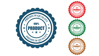 Premium Quality Product Badges in Blue Green Red and Brown for Branding Design
