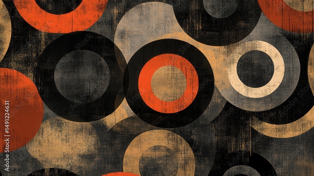Poster abstract circular pattern with textured earthy tones and shapes