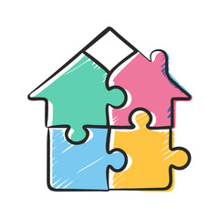 puzzle house icon, puzzle house vector illustration-simple illustration of puzzle house, perfect for puzzle house logos and icons