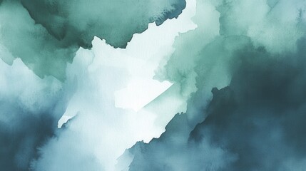 Abstract Watercolor Background in Shades of Blue and Green Tones