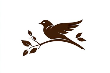 Fototapeta premium Elegant silhouette of a bird perched on a branch.