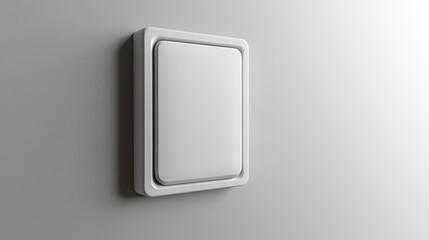 A realistic close-up shows a light switch in a neutral-colored room with soft, diffused lighting.