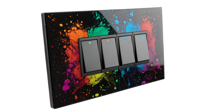 Abstract Colorful Paint Splash on Modern Glass Switch Panel