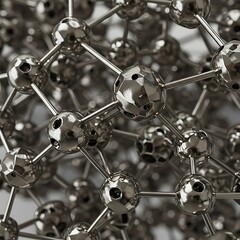 Chrome Molecular Structure: 3D Render, Polished Metal