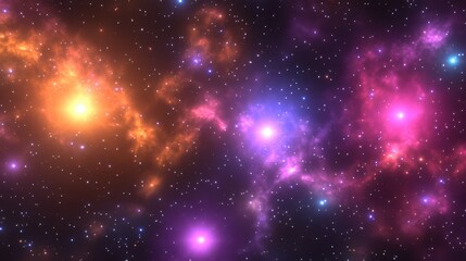 Colorful Cosmic Nebula with Stars in Deep Space Background