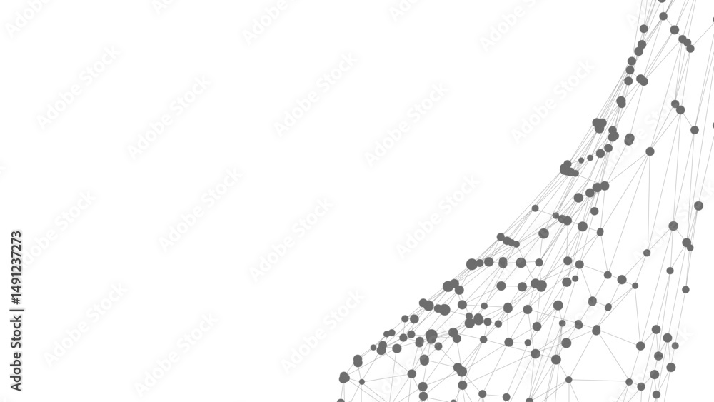 Poster Dots connected by lines. Abstract wave. Minimalist mesh. Abstract polygonal shape.