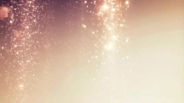 Shimmering particles slowly descend creating a dreamy effect against a soft gradient background, perfect for festive celebrations.