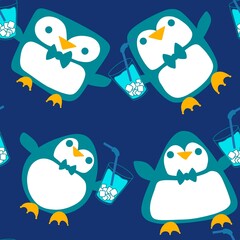 Christmas animals seamless penguin pattern for wrapping paper and fabrics