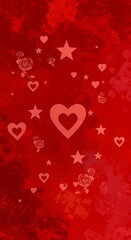 Crimson Hearts & Stars: Romantic Digital Art