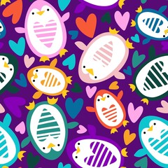 Christmas animals seamless penguin pattern for wrapping paper and fabrics