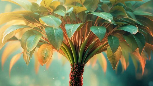 Acalypha hispida: An Exceptional Tree Top Featuring Leaf Stalk and Long Bouquet Base