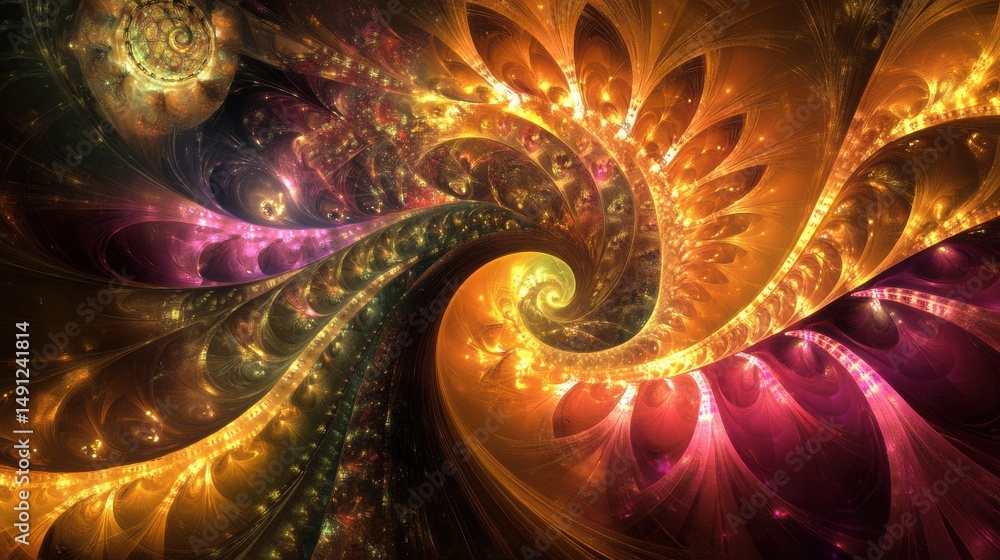 Poster colorful swirling patterns with light effects in abstract design