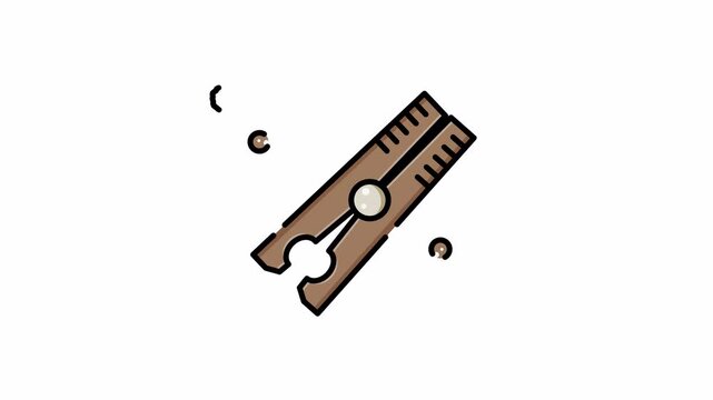 Clothespin icon for laundry hanging and garment fastening animation
