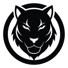 Black tiger head silhouette inside a tribal circle.