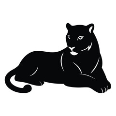 Black tiger silhouette laying down and resting