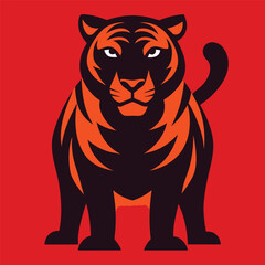 Front-facing tiger silhouette standing tall.