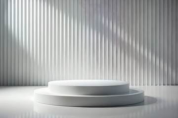 White geometric podium with soft light gradient