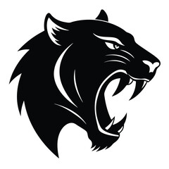 Stylized black tiger head with neon outline.