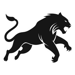 Tiger silhouette mid-pounce with claws extended.