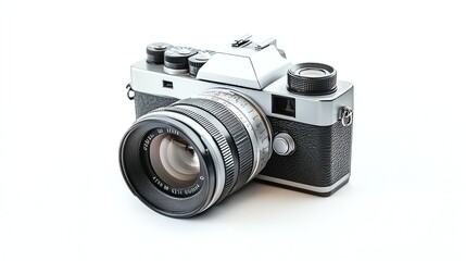 A vintage camera is displayed on a plain white background.