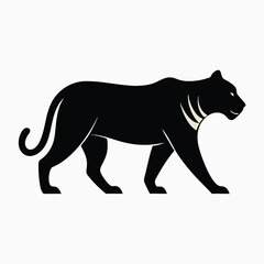 Tiger walking silhouette with lowered head.