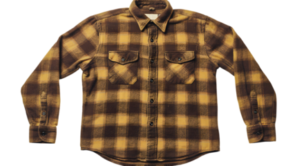 yellow checked shirt isolatetd on white background