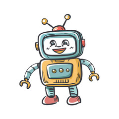 retro vintage funny robot icon, retro vintage funny robot vector illustration-simple illustration of retro vintage funny robot, perfect for retro vintage funny robot logos and icons
